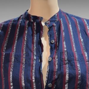 J. Crew Women's Long Sleeve Metallic Stripe Shirt